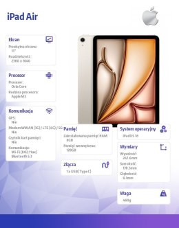 IPad Air 11 cali WiFi 128GB Złoty