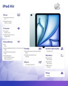 IPad Air 11 cali WiFi 512GB Niebieski