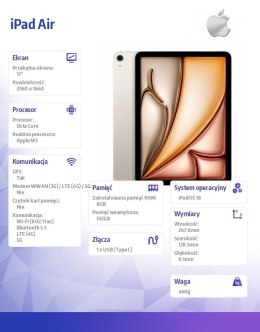 IPad Air 11 cali WiFi + Cellular 512GB Złoty