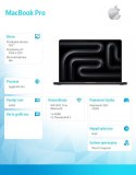 MacBook Pro 16.2 cali: M4 Pro 14/20, 48GB, 512GB SSD, 140W - Gwiezdna czerń