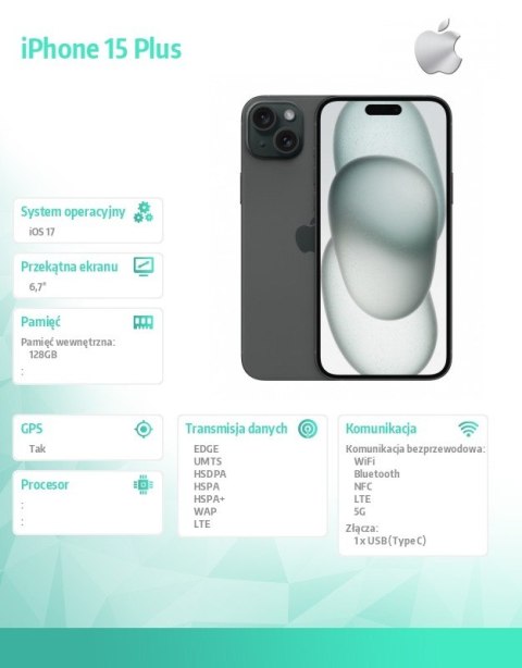 IPhone 15 Plus 128GB - Czarny IPhone 15 Plus 128GB - Czarny