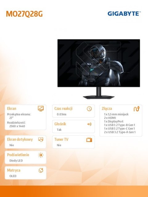 Monitor 27 cali MO27Q28G EK QHD QD-OLED 280 KVM