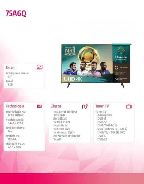 Telewizor LED 75 cali 75A6Q Telewizor LED 75 cali 75A6Q