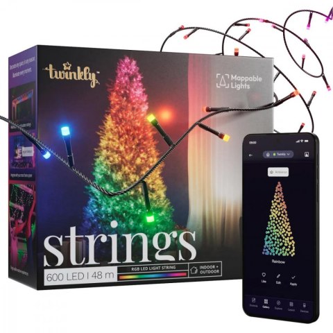 Inteligentne lampki choinkowe Strings 600 RGB LED, łańcuch, przezroczysty przewód, 48 m, IP44 Inteligentne lampki choinkowe Strings 600 RGB LED, łańcuch, przezroczysty przewód, 48 m, IP44