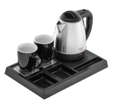 Czajnik hotelowy 1.2l inox&tacka powitalna AD1354