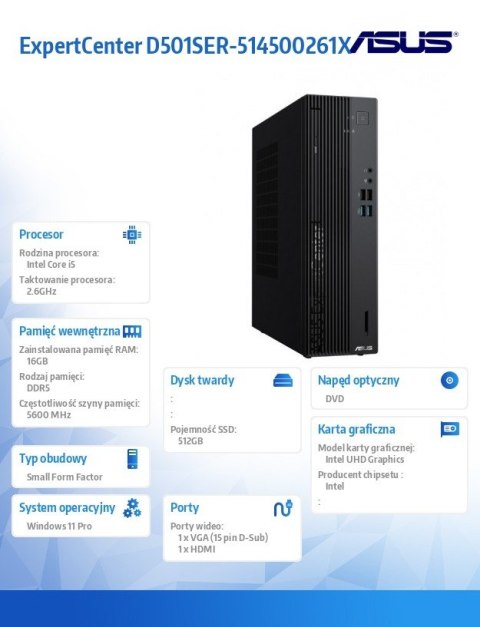 Komputer ExpertCenter D501SER-514500261X i5-14500 16/512GB/W11 PRO