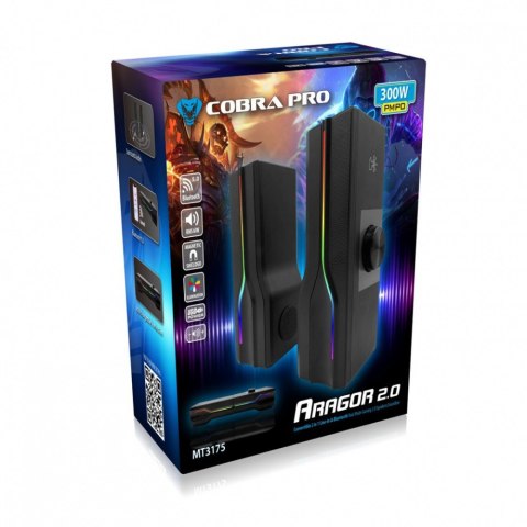 Głośniki soundbar z Bluetooth ARAGOR 2.0 MT3175 Gamingowe/2.0 lub soundbar/Line-in/Bluetooth 5.0/RGB/Jack 3,5/USB/RMS 8W/PMPO 32 Głośniki soundbar z Bluetooth ARAGOR 2.0 MT3175 Gamingowe/2.0 lub soundbar/Line-in/Bluetooth 5.0/RGB/Jack 3,5/USB/RMS 8W/PMPO 32